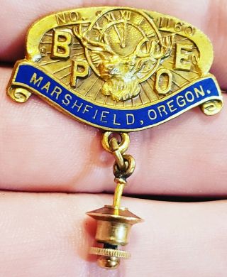 Rare Early 1900s Marshfield Oregon Bpoe Elks Unknown Hanger ? Medal Badge Pin