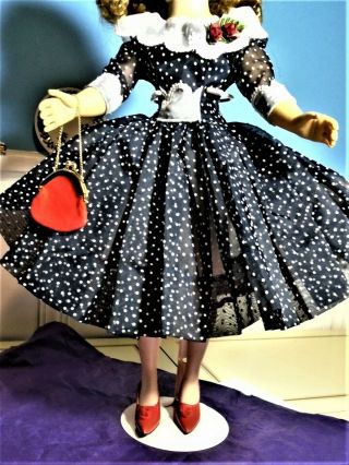 Pretty Navy Dotted Swiss Ensemble For Vintage Madame Alexander Cissy