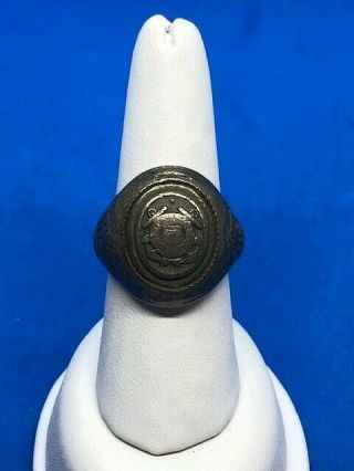 Antique Sterling Silver United States Navy Ring Size 9