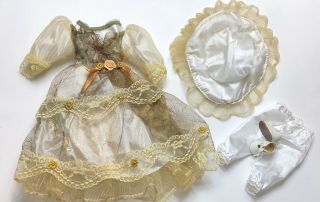 Vintage Victorian Hat Doll Dress Clothes Lace Fits 12 - 13” Dolls Pantaloons