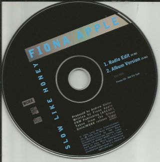 Fiona Apple Slow Like Honey W/ Rare Radio Edit Promo Dj Cd Single 1996 Usa