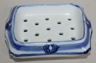 Antique Blue & White Soap Dish Staffordshire