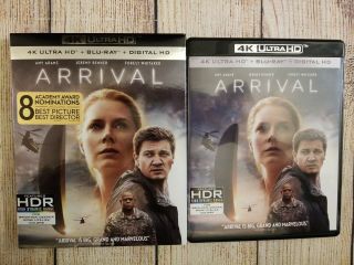 Arrival (4k Uhd,  Blu - Ray,  2017) W/ Oop Rare Slipcover.  Amy Adams,  Jeremy Renner