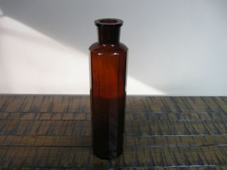Antique Tall Brown Glass Bottle 9 1/2 Inches Tall