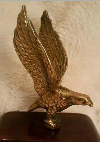 Vintage " American Eagle " Solid Brass Flag Pole Topper 4 " X 2 " Fly High Eagle