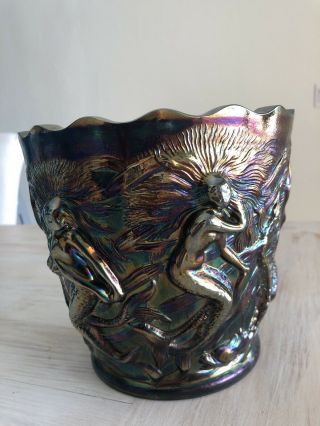 Rare Fenton / Veryls Amethyst Carnival Glass Mermaid Jardinere Vase
