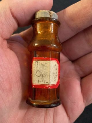 Rare Antique Amber Opium Poison Bottle Apothecary Jar Pharmacy