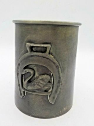 Antique Italian Pewter Mug Stein W/hallmarks & Swan Horseshoe English Pub Cup
