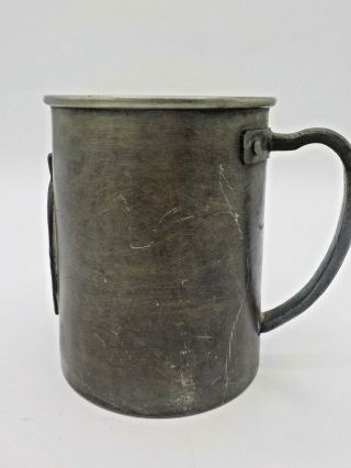Antique Italian Pewter Mug Stein w/Hallmarks & Swan Horseshoe English Pub Cup 3