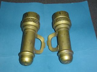 2 Antique Brass 1907 Railroad Carriage Automobile Candle Lamp Lanterns