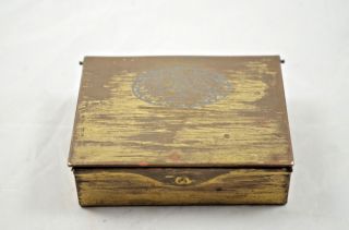 Vintage Antique Brass Tobacco Snuff Pill Box Ges Gesch Austria