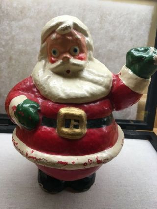 Rare Vintage Christmas Paper Mache Santa Candy Container