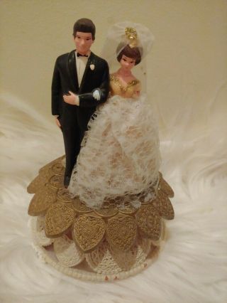 Vintage Wilton Bride And Groom Wedding Cake Topper Top 50s Plastic Hong Kong