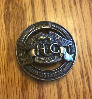 Rare Harley Davidson Owners Group Hog 10th Anniversary 1983 - 1993 Vest Jacket Pin