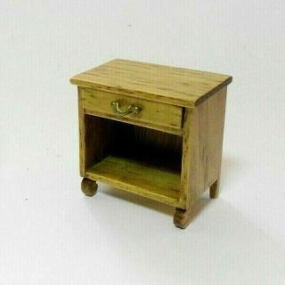 Vintage 1:12 Scale Miniature Reminiscence Golden Oak Single Drawer Night Stand