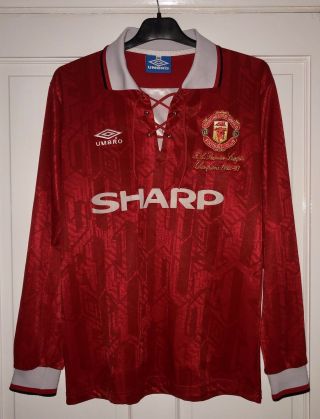Manchester United Football Shirt Medium 1992 Long Sleeve Rare Sharp Vintage Top