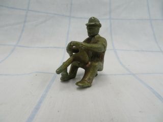 Antique Arcade Nickel Plated Cast Iron Farmer Tractor Driver Toy Part