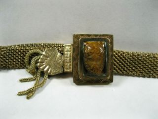 Antique Victorian Rose Gold Filled Mesh Bracelet,  3 - D Tiger 