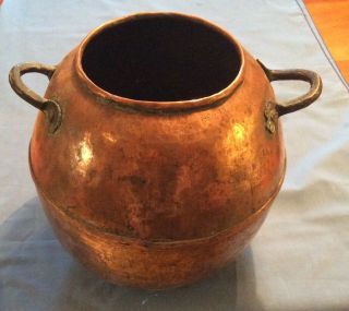 Large Antique Hand Made French Copper Bowl / Planter