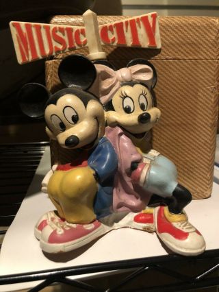 Rare Music City Walt Disney Minnie And Mickey Mouse Vintage Bank