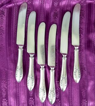 Antique Rockford Silverplate Co Fairoaks Dinner Knives 1909 Set Of 6 - 8 3/4 "