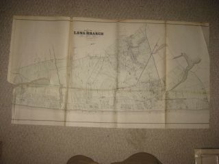 Large Vintage Antique 1878 Long Branch Jersey Handcolored Map Rare Fine Nr