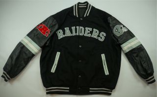 Rare Vintage Nfl Oakland Raiders Reversible Wool Leather Varsity Jacket 90s Xl