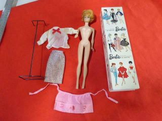 Midge 1962 Mattel Teen Age Fashion Model Barbie Stand,  Box Blonde Bubble Cut