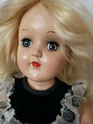 Vintage Ideal Toni Doll P - 90 Composition Blond Hair Blue Sleep Eyes Orig Dress