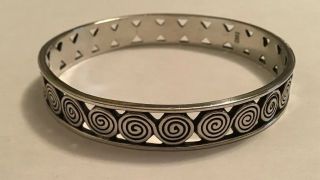 Designer James Avery Rare Retired Sterling Silver Myecaean Swirl Bangle Bracelet