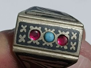 Old Medieval Silver Ring - Stones 9,  4 Gr 18,  5 Mm