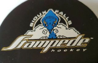 SIOUX FALLS STAMPEDE HOCKEY VINTAGE RARE USHL OFFICIAL GAME PUCK OLD GEM - CANADA 3