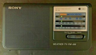 Rare Sony Icf - 36 Fm.  Am.  Weather.  Tv.  4 Band Radio Good