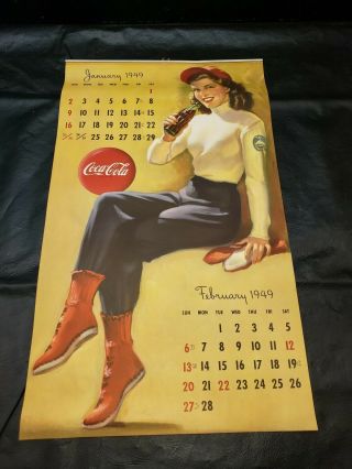 Rare 1949 Coca Cola Calendar / Vintage Advertisement All Complete