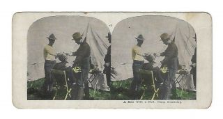Antique Span - Am War Army Dentist Stereoview Photo Man With A Pull Camp Dentistry