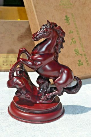 Carved Horse Figurine Statue Gift Collectible China Old Shou Shan Stone Ware