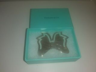 Tiffany & Co.  Vintage Sterling Silver 925 Bow Shape Bookmark & Pouch