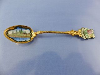 Gold Plate & Enamel Bowl Souvenir Spoon Budapest By Unbranded