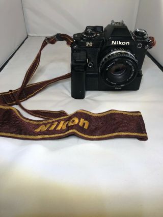 Rare - Nikon Black Fg Body Camera & Md - 14