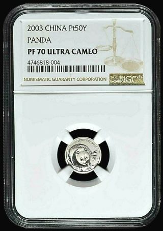2003 China 50 Yuan Proof Platinum Panda Coin Ngc Pf70 Ultra Rare Perfect Grade