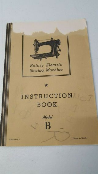 Antique Eldredge Model B Sewing Machine Instruction Book Rotary Electric 1521