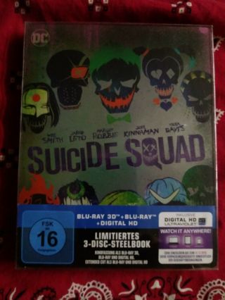 Suicide Squad 3d&2d Blu - Ray Steelbook (germany) Eng Audio Rgn Oop/rare