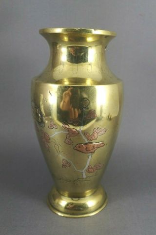 Fine Antique Japanese Meiji Period Mixed Metal Silver Copper Inlaid Bronze Vase