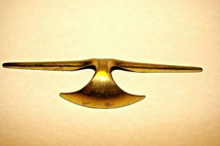 Vintage Mid Century Modern One Brass Drawer Pull Handle Boat Cleat Like 6 3/4 "