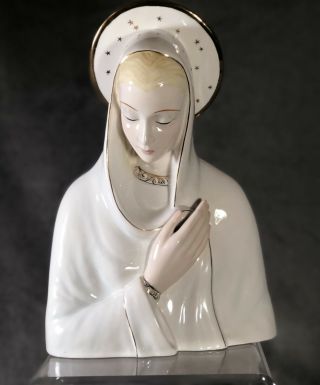 Rare Vintage Madonna Virgin Mary Porcelain Bust 2 Of 5 Ronzan - Lenici Italy Art