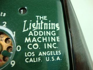 Vintage The Lighting Adding Machine Co.  Bakelite Base Los Angeles CALIF USA 2