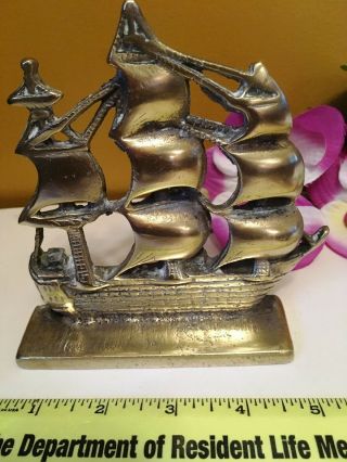Solid Brass Boat Ship Constitution Sailing Nautical Book End Door Stop Single