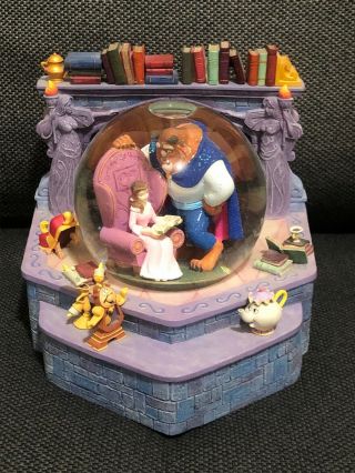 Very Rare 1991 Disney Beauty And The Beast Musical Snow Globe No Box 