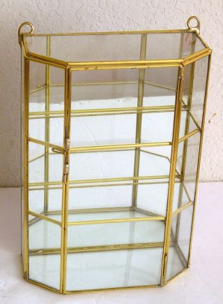 10 " Tall Glass & Brass Curio Display Cabinet