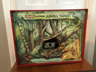 Vintage Emenee Electronic Jungle Target Shooting Gallery Game Gun Toy Very Rare
